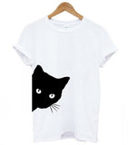 Cat Looking Out Side Print T-Shirt