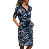 Long Sleeve Striped Print Dress