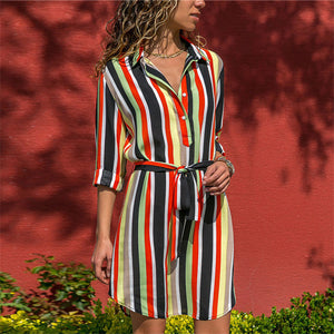 Long Sleeve Striped Print Dress