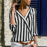 Striped  V-neck Shirts