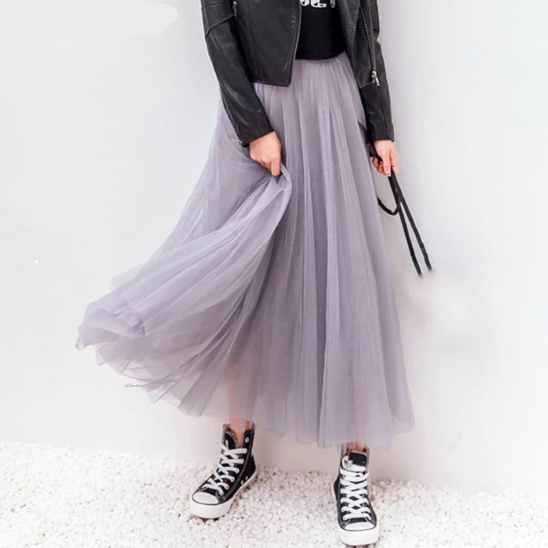 High Waist Tulle Mesh Skirt