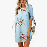 Boho Style Floral Print Chiffon Dress