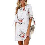 Boho Style Floral Print Chiffon Dress