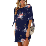 Boho Style Floral Print Chiffon Dress